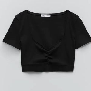 Zara NWT Black Crop Top